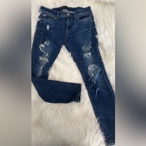 Express Ripped Dark Wash Women’s Jeans - Classic Distressed Sz: 8